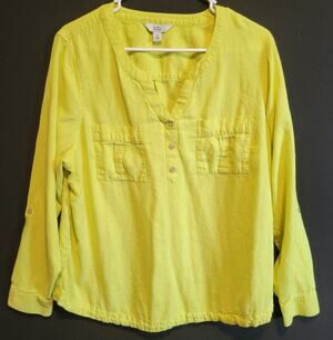 Croft & Barrow Women's XL Popover Shirt - Highlighter Yellow